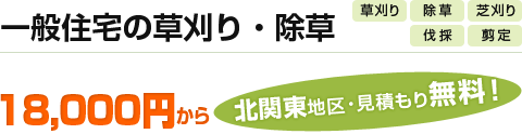 一般住宅の草刈り・除草（草刈り・除草・芝刈り・伐採・剪定） 18,000円から。北関東地区 見積もり無料！